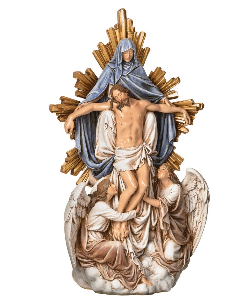Joseph's Studio by Roman - Angels with Crist Statue, Renaissance Collection, 13.25" H, Resin and Stone, Religious Gift, Decoration, Collection, Durable, Long Lasting